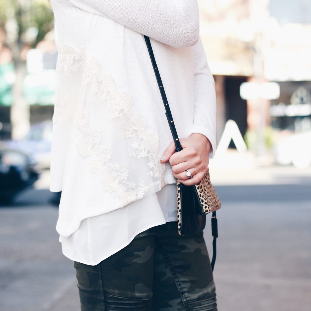 white lace inlet tunic sweater