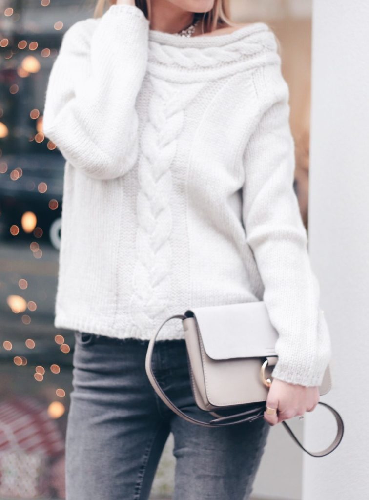 slouchy gray sweater