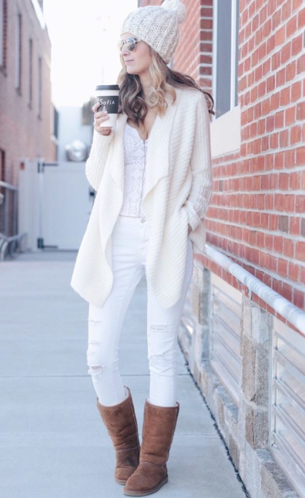 winter white cozy layered outfit