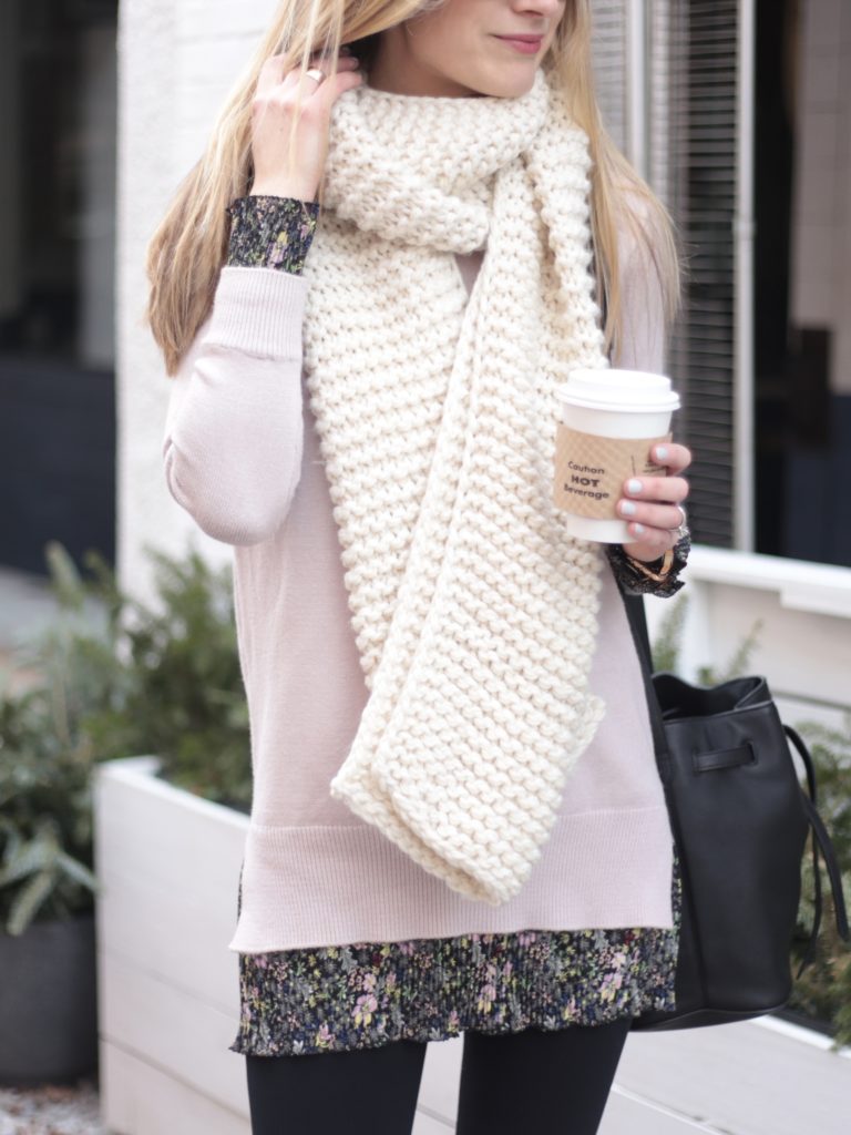 chunky knit ivory scarf