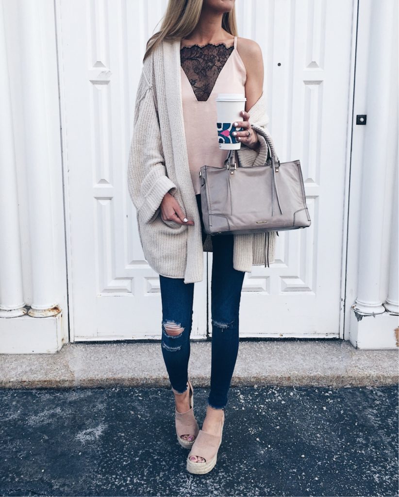 cami and cardigan spring outfit