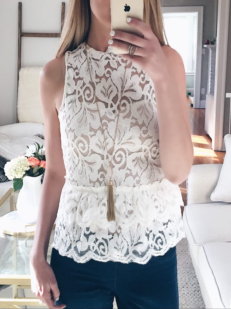 Connecticut life and style blogger, Pinteresting Plans shares a round-up of spring outfit ideas that she showcased on her Instagram. spring outfit idea: lace peplum top