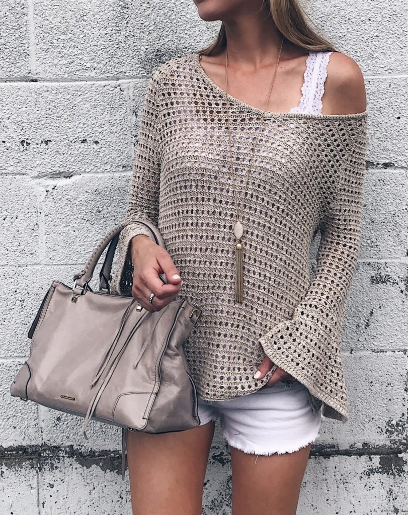 Connecticut life and style blogger, Pinteresting Plans shares her favorite Summer fashion trends 2017 today.  A round-up of the best of the best. Summer fashion trends 2017 - open knit bell sleeve slouchy sweater on pinterestingplans