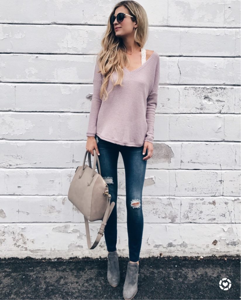  nordstrom anniersary sale tops - slouchy thermal top with lace bralette on pinterestingplans