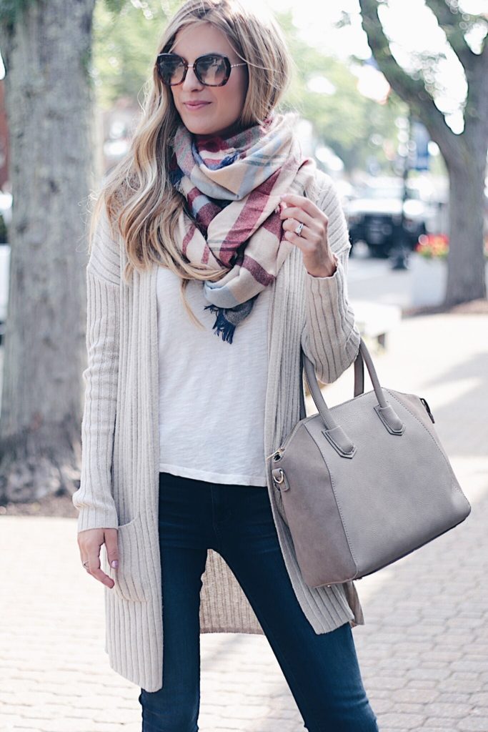 nordstrom anniversary sale cardigan outfit - ribbed long cardigan and skinny jeans on pinterestingplans