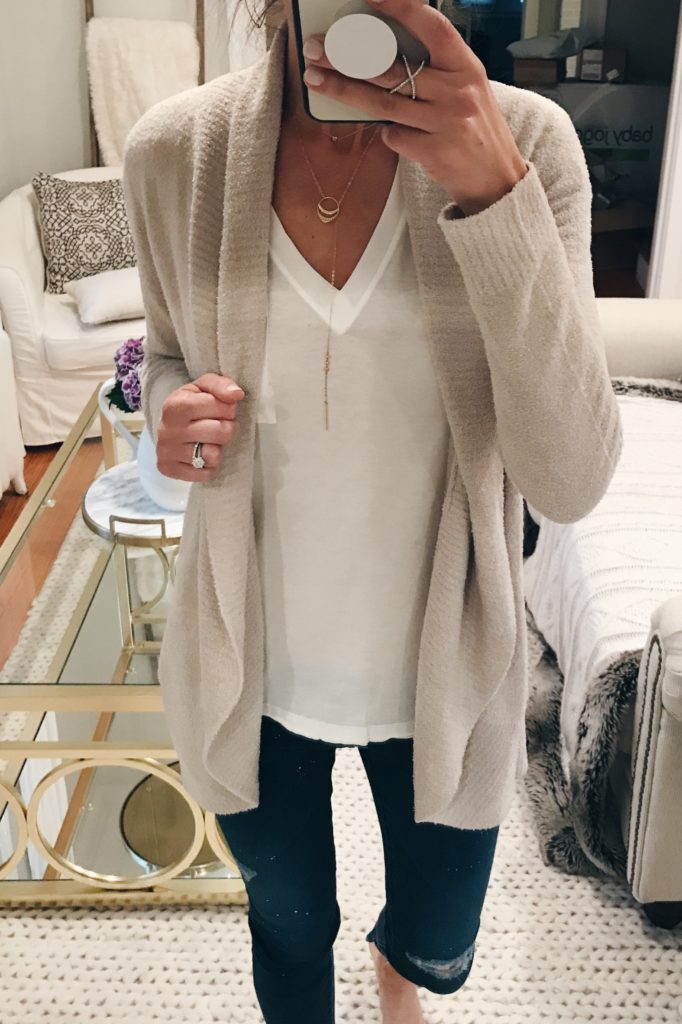 nordstrom anniversary sale tops - barefoot dreams cozy cardigan and lush tee on pinterestingplans
