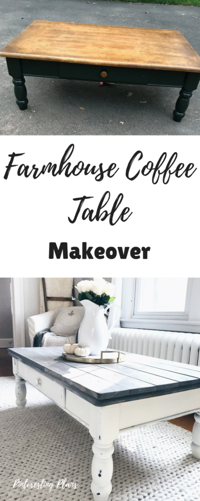 BOOKMARK THIS! Farmhouse Coffee Table Makeover with before and after photos and instructions