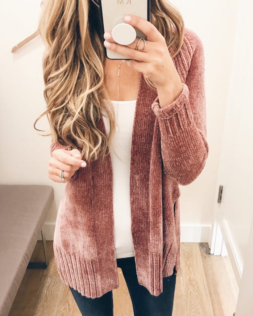 September Instagram round-up - chenille pink cardigan over white camisole on pinterestingplans