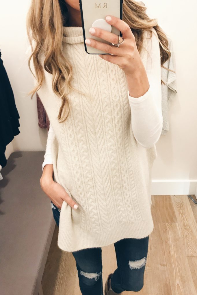 September Instagram round-up - sleeveless cable knit sweater tunic over long sleeve white tee on pinterestingplans