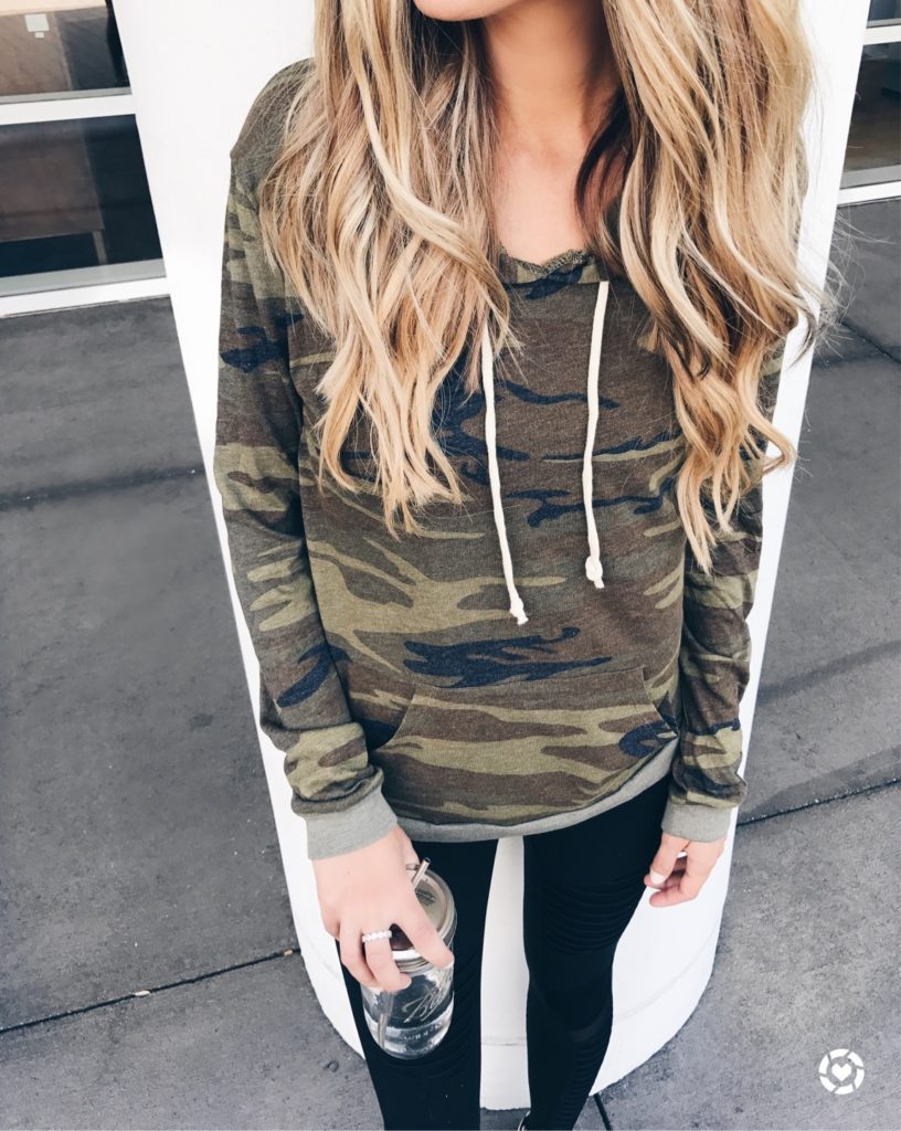SAVE THIS! his and her athleisure wear - pinterestingplans in leggings and camo sweatshirt