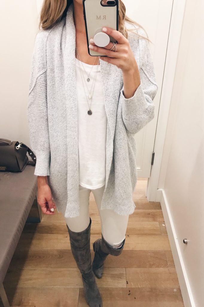  loft sale dressing room selfies - gray sweater cardigan