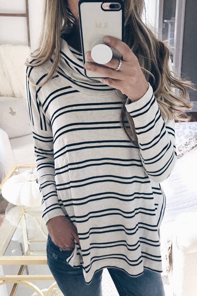 loft friends and family sale favorites october 2017 - striped cowl neck tunic