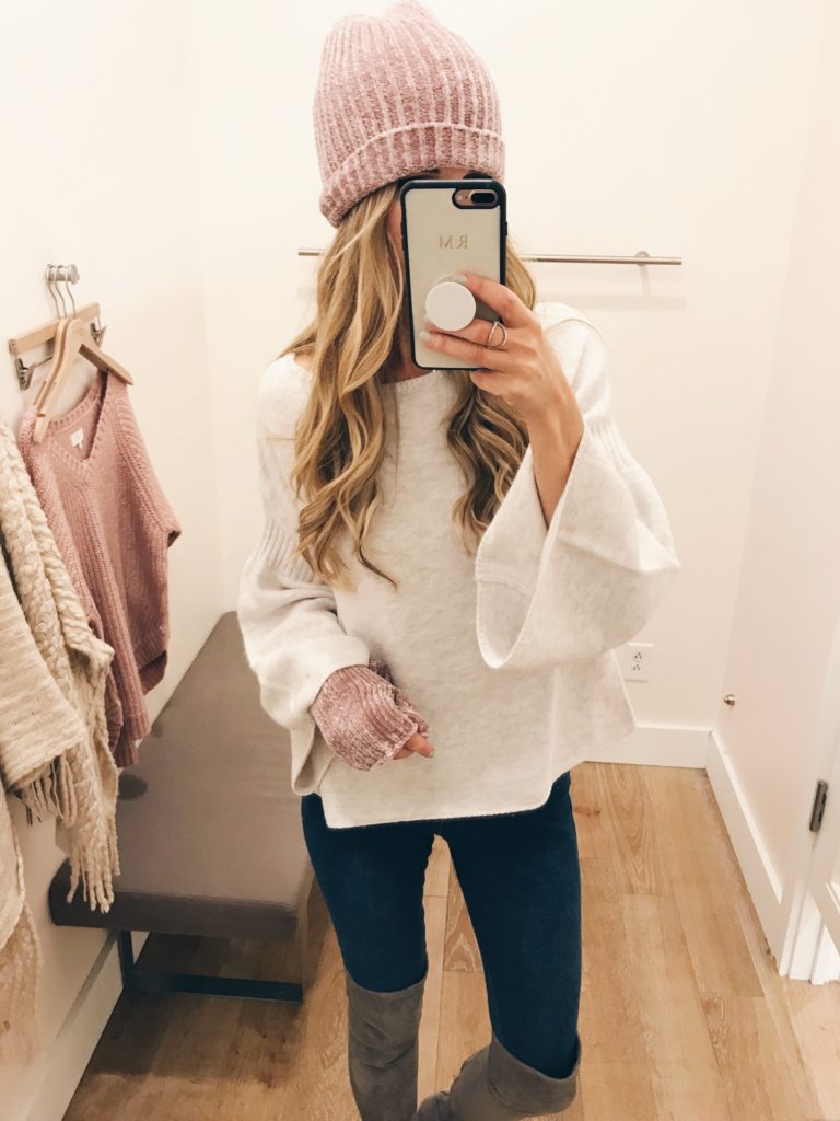 loft 40% off sale finds - bell sleeve sweater and chenille beanie on pinterestingplans