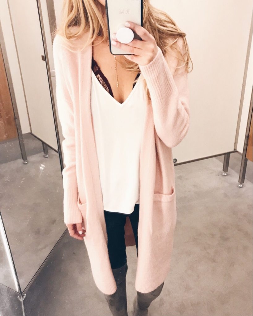 new christmas weekend markdowns - pink long cardigan on sale