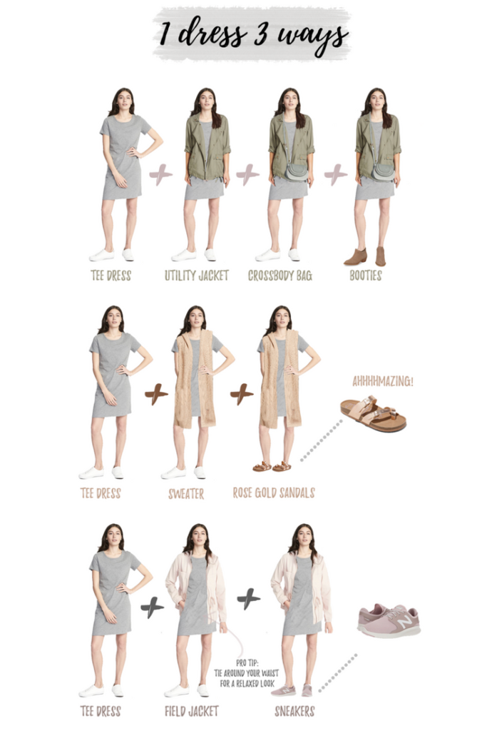 how to restyle casual Spring dresses - 1 dress 3 ways