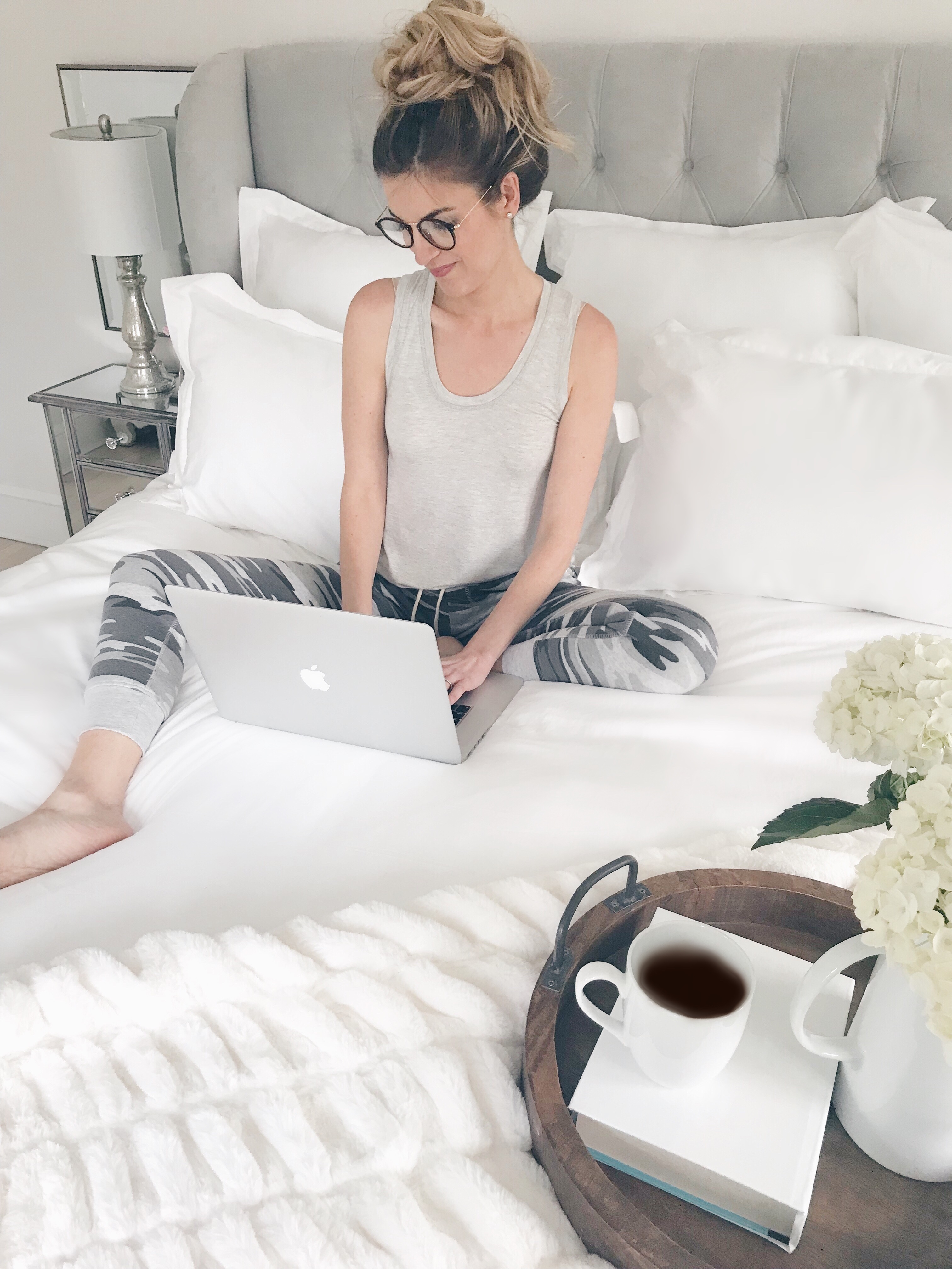rachel moore connecticut fashion blogger sharing her new organic white bedding and master bedroom