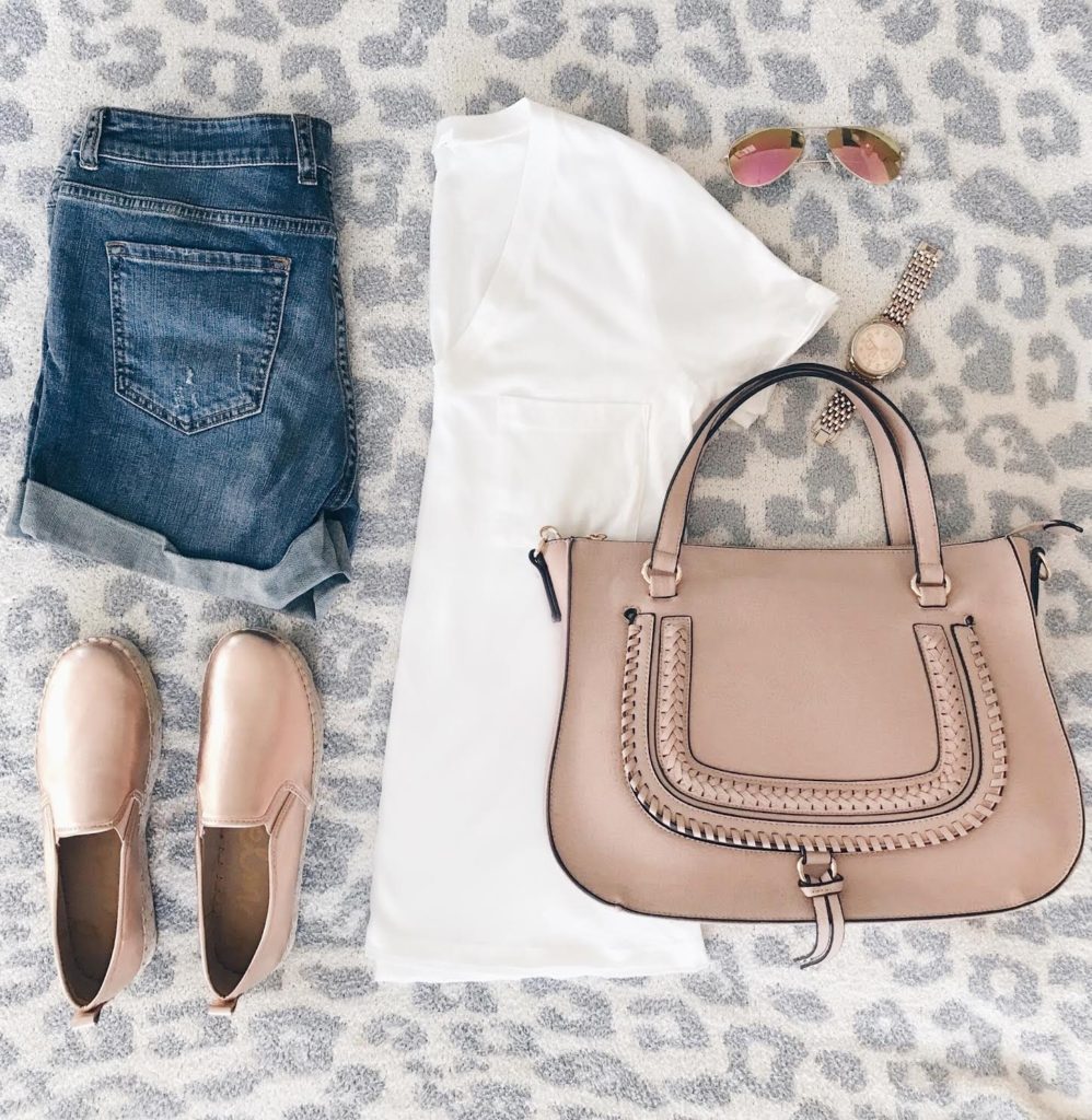spring outfit flatly - rose gold espadrilles and perfect basic tee