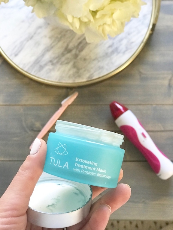 how to get glowing skin in your 30's - exfoliating mask from Tula skincare on pinteresting plans connecticut fashion blog