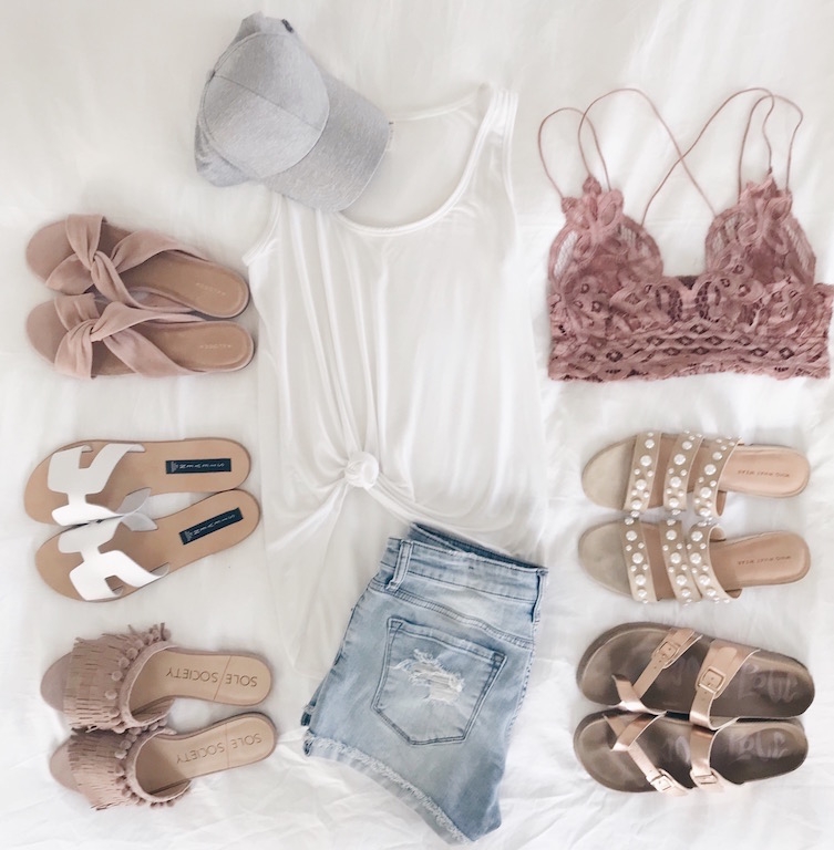 Spring Outfit Round Up - Flat Lay Sandals