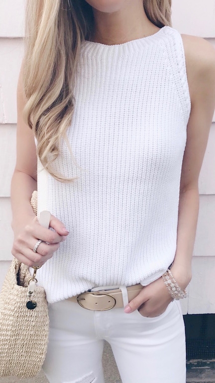 Spring Outfit Round Up - Sweater Tank Top/White Jeans