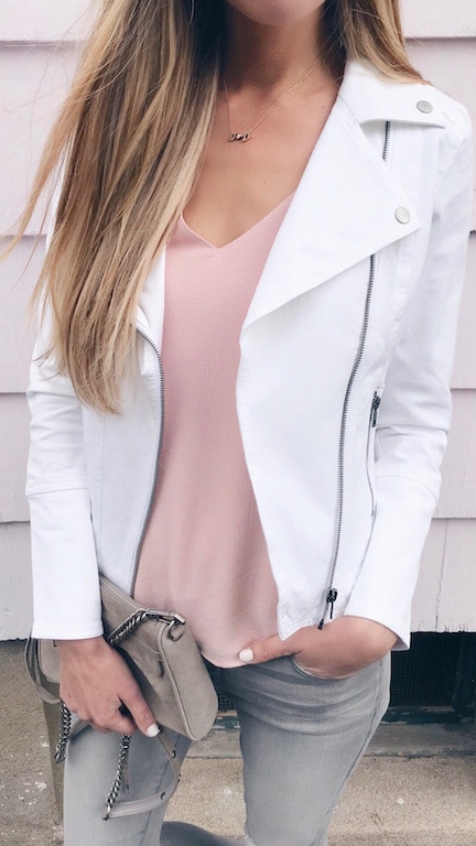 Spring Outfit Round Up - White Moto Jacket/Cami