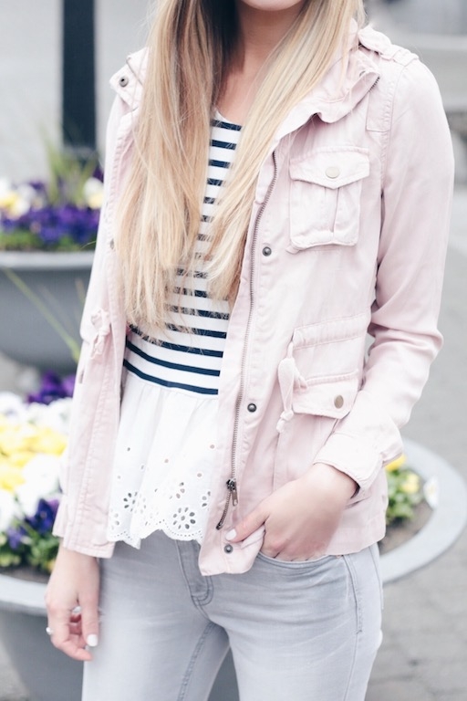pink utility jacket - early Spring outfit and Mother's Day makeover on pinteresting plans fashion blog