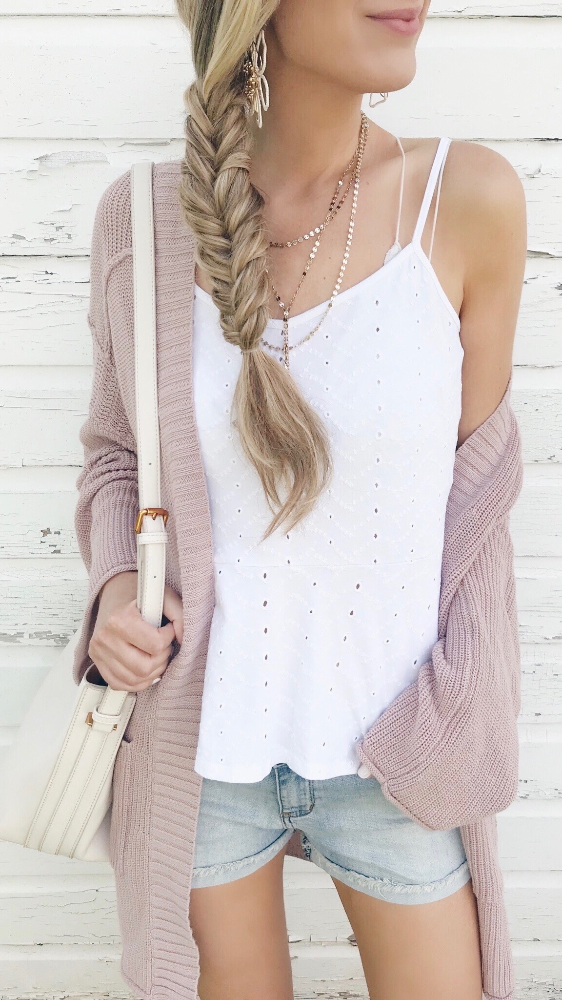 Early Summer Outfits - White Tank/ Oversized Cardigan
