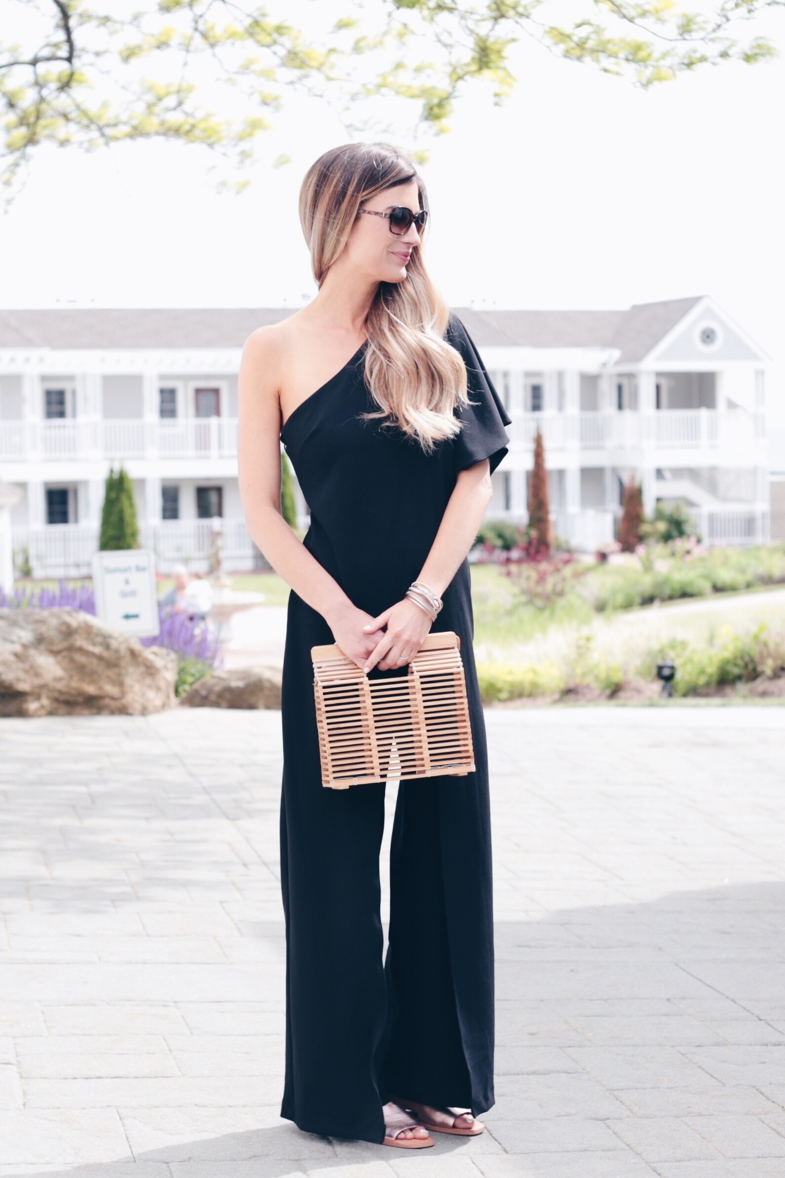 one shoulder black formal jumpsuit on pinteresting plans fashion blog