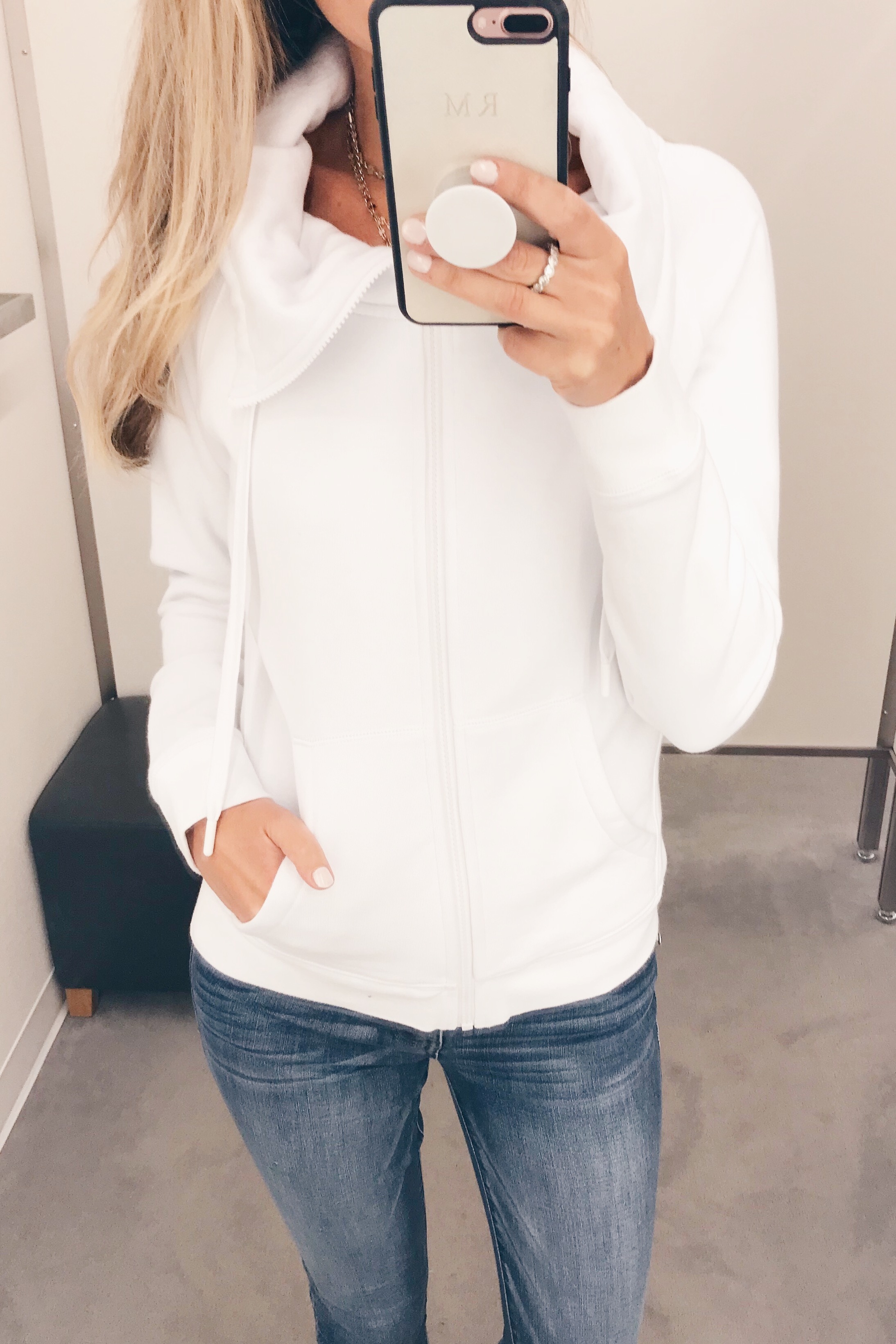 Nordstrom Anniversary Sale 2018 Dressing Room Outfits - White Zip Up Sweatshirt
