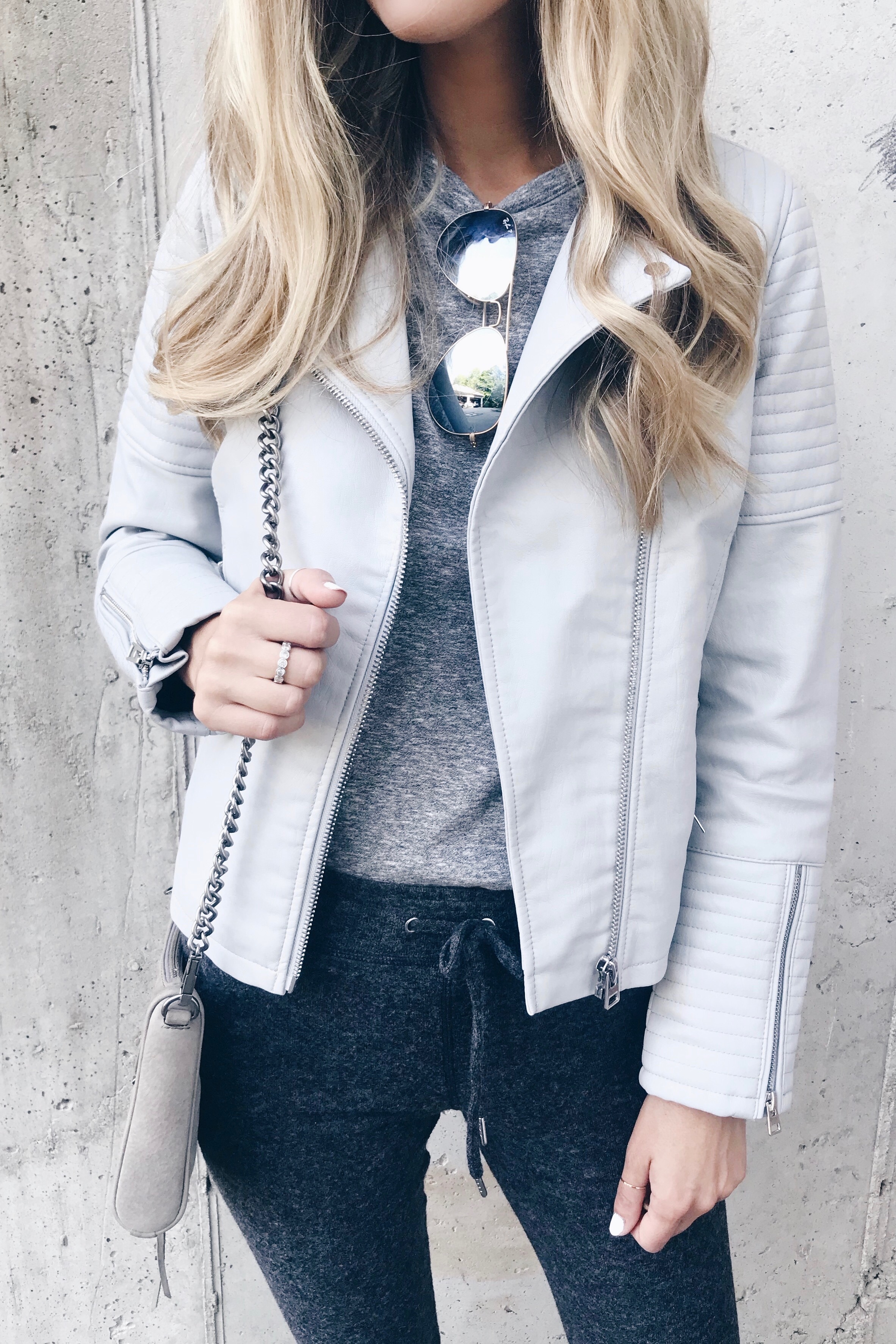 Athleisure outfit - topshop moto jacket and joggers on Pinteresting Plans fashion blog