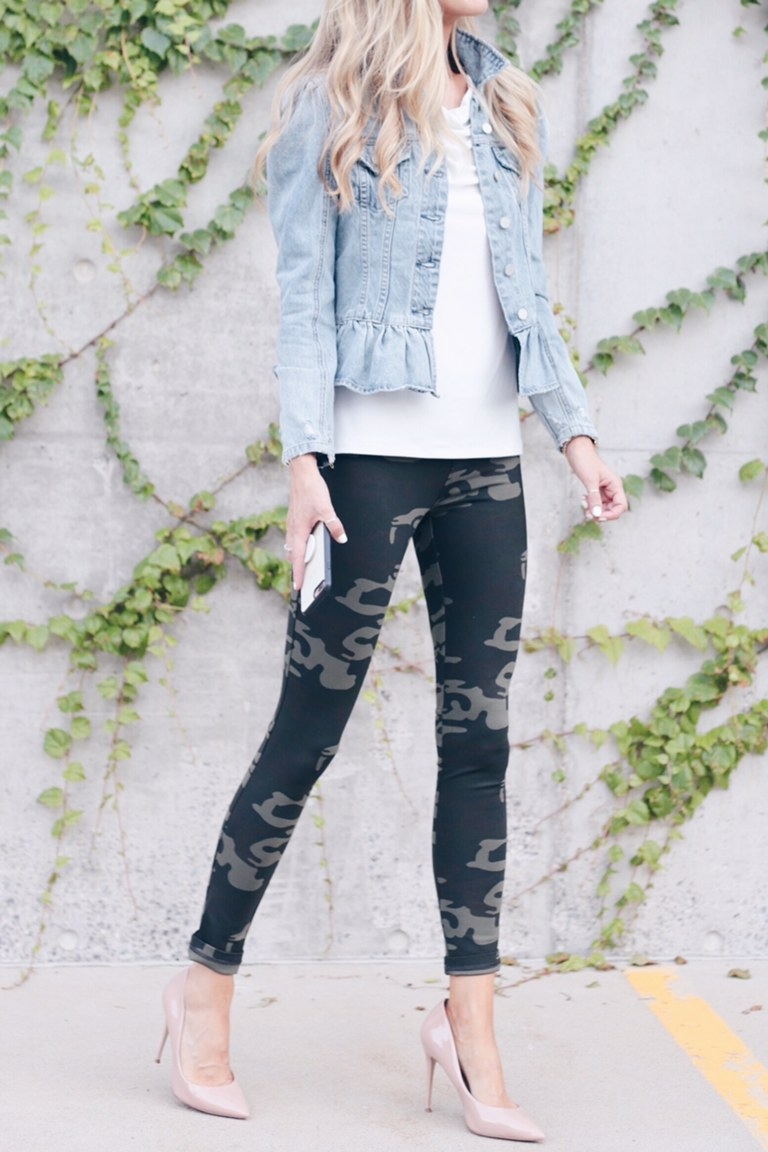 Pinteresting Plans Connecticut fashion bloggers sharing Camo and Jean | How to Style Camo Leggings for Fall