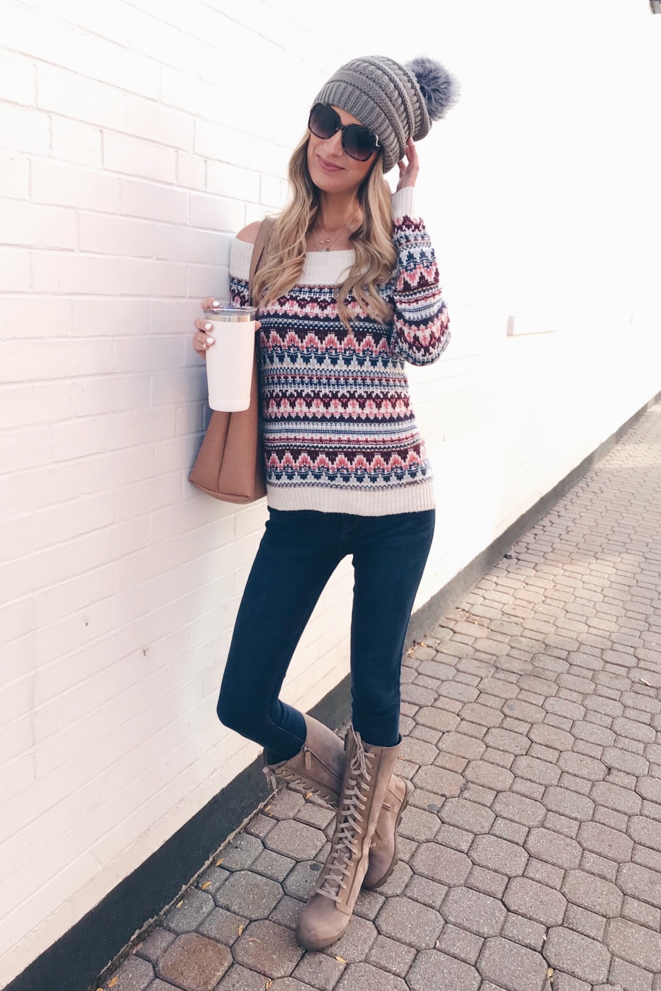 Colorful off the shoulder sweater | Fall Style Ideas