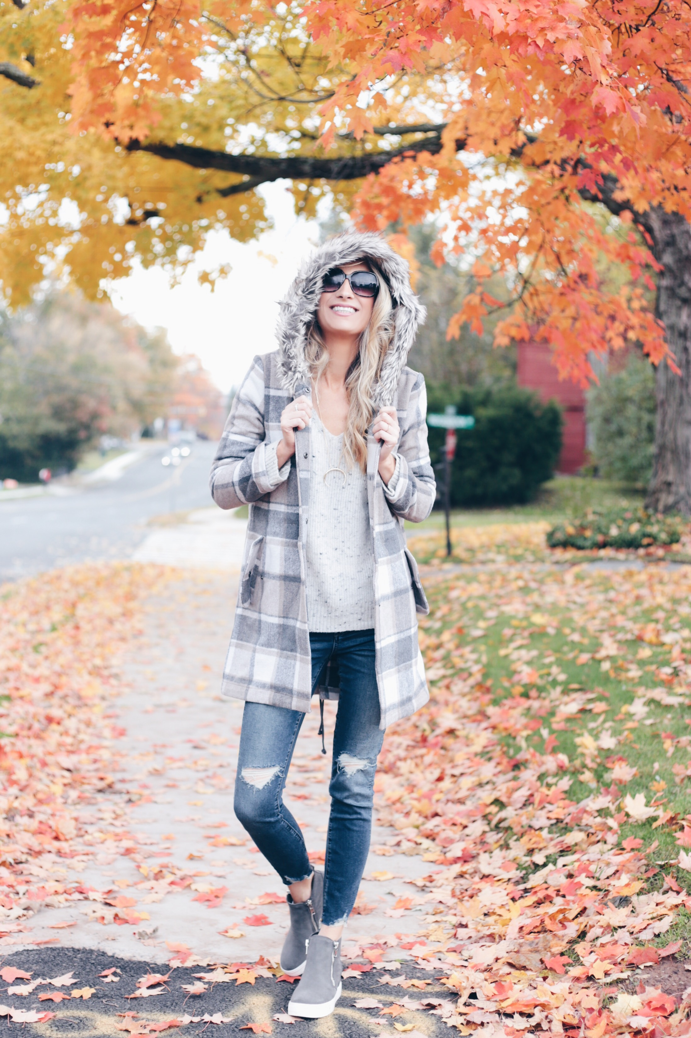  faux fur trim hooded plaid coat and other statement fall outerwear on pinteresting plans fashion blog