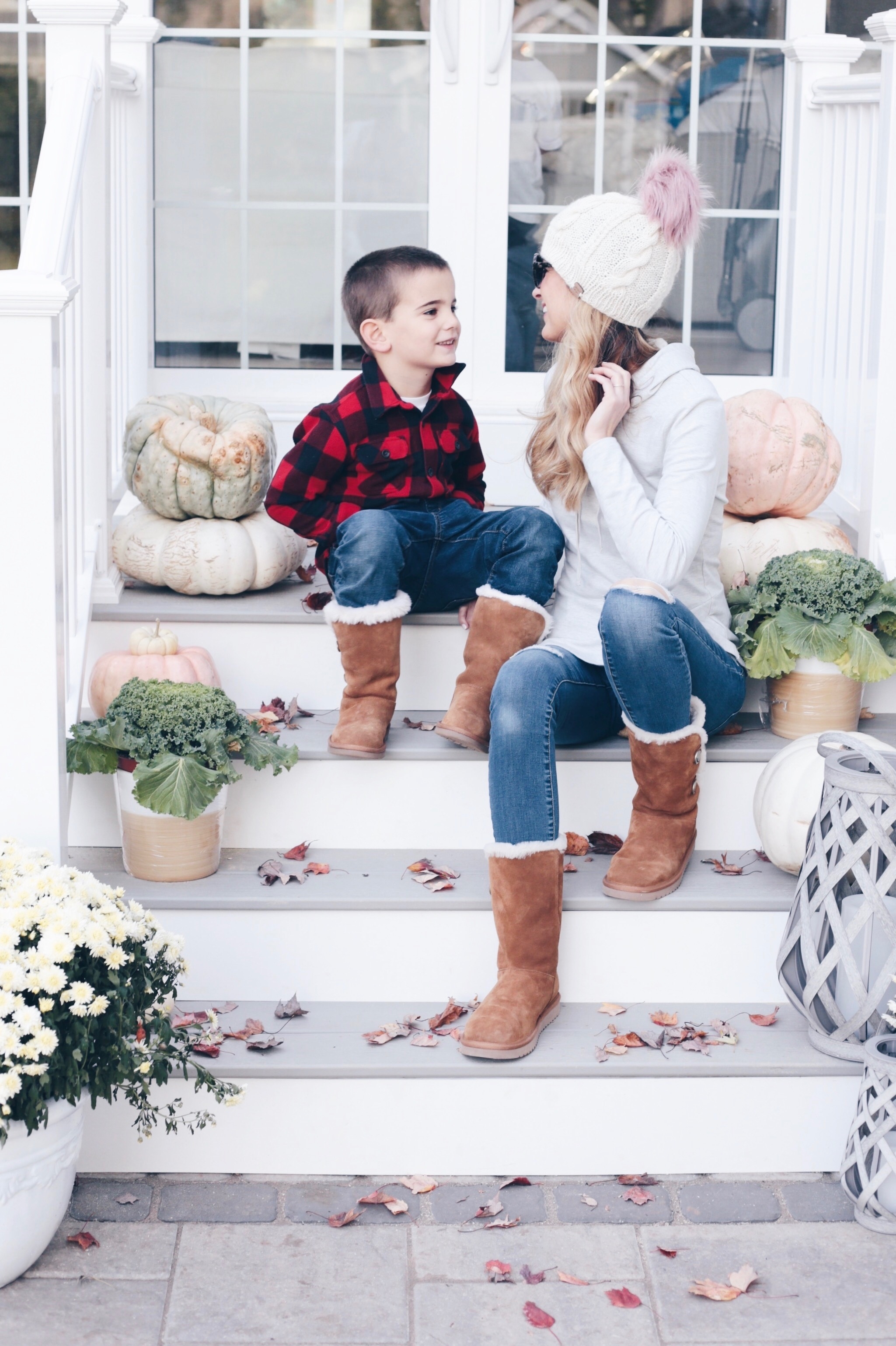  neutral fall porch decor and koolaburra mother and son boots and fall outfits on pinteresting plans lifestyle blog