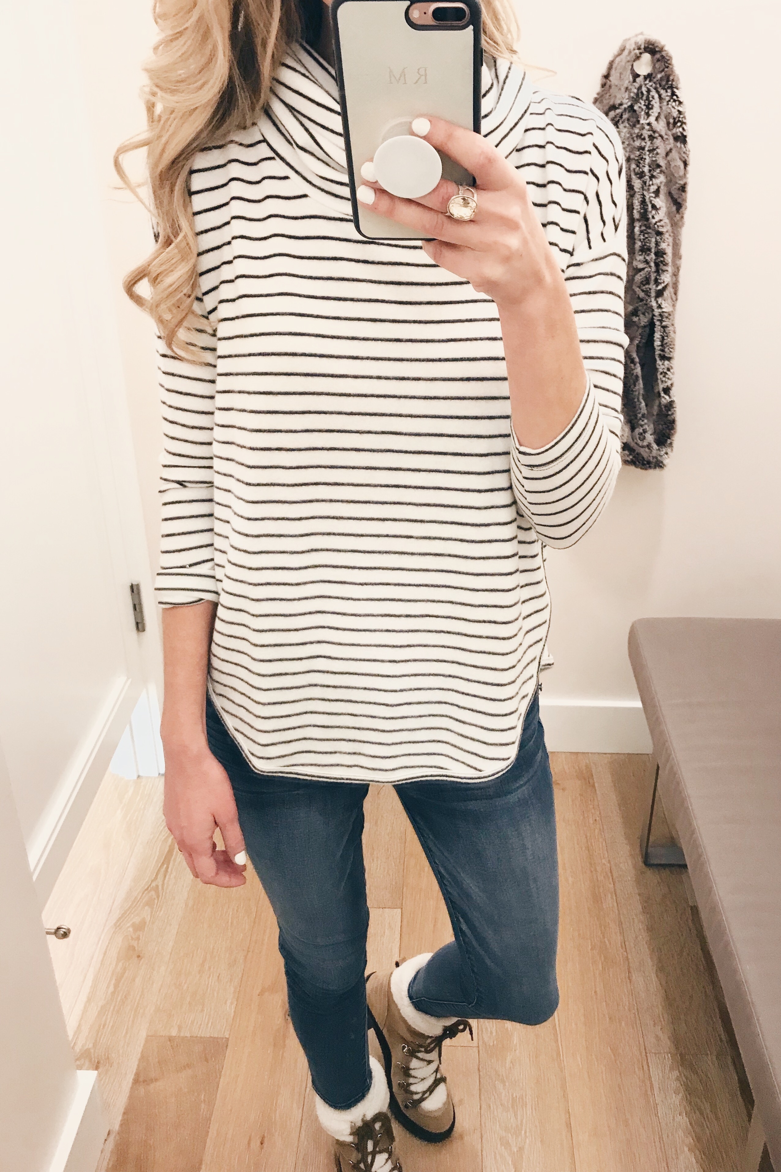 veteran's day weekend sale round up 2018 cozy striped cowl neck top 