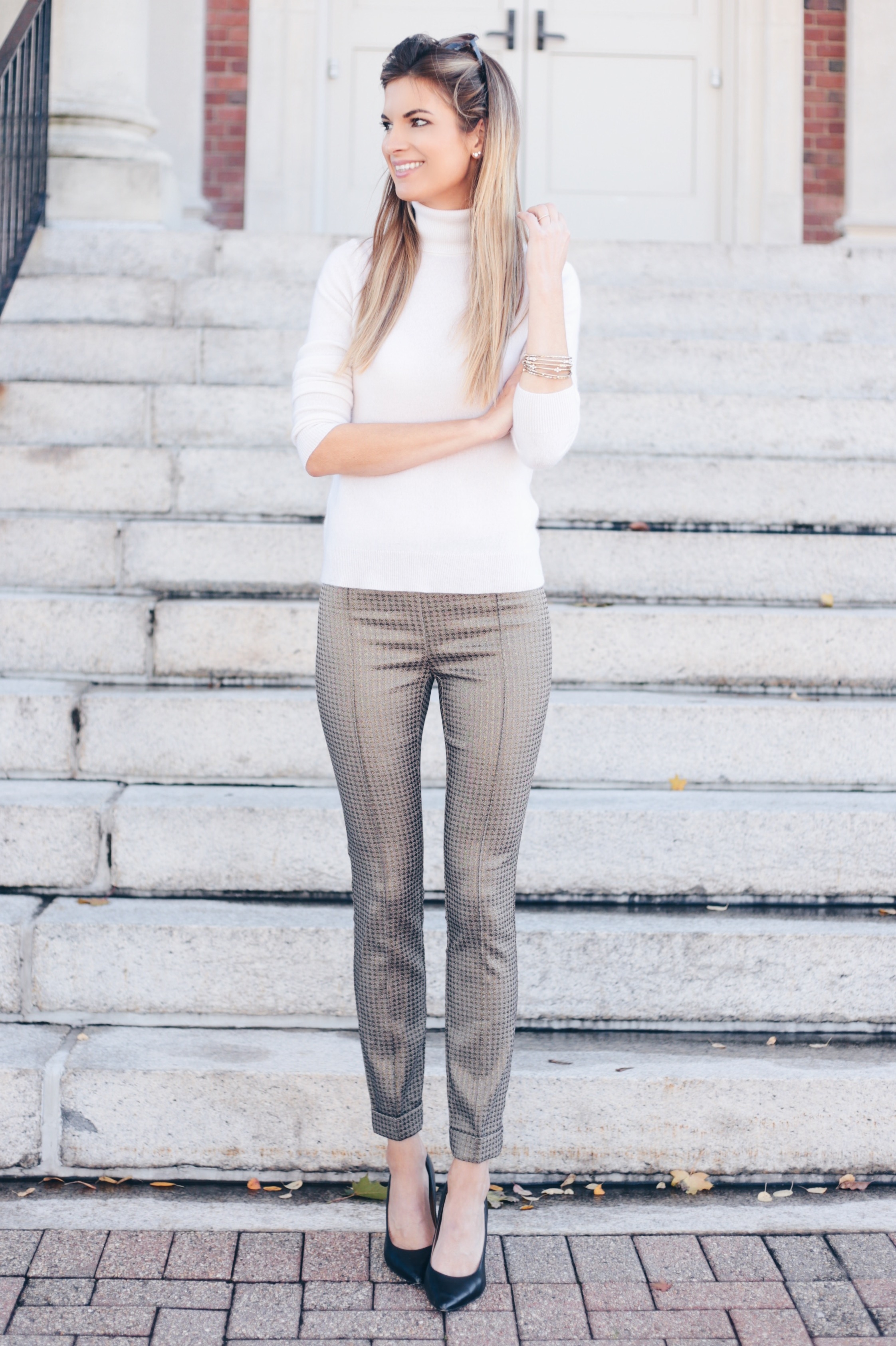 Holiday Party Outfit Ideas | Metallic Pants