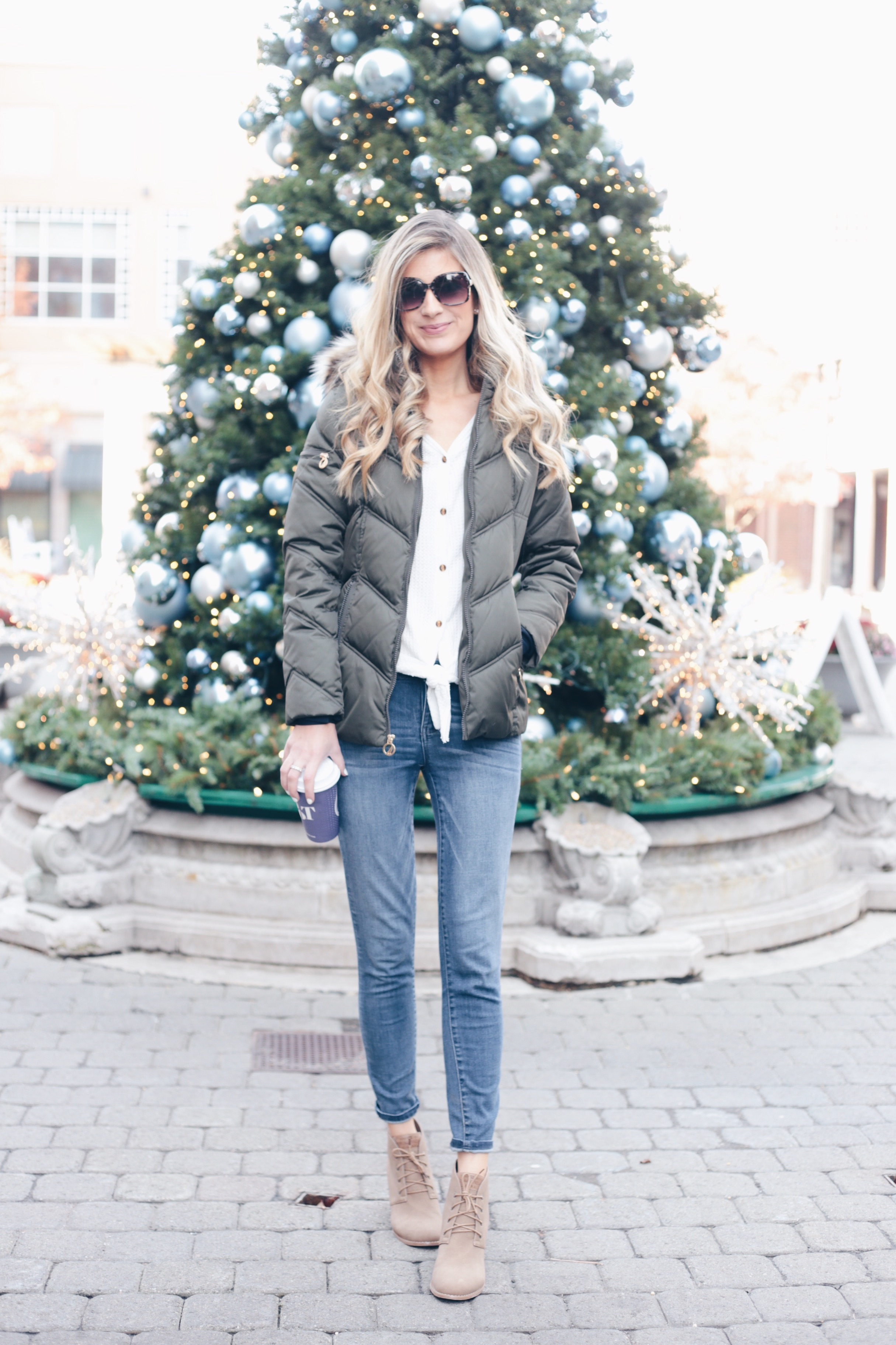  late fall outfit - wedge booties and puffer coat on pinteresting plans fashion blog