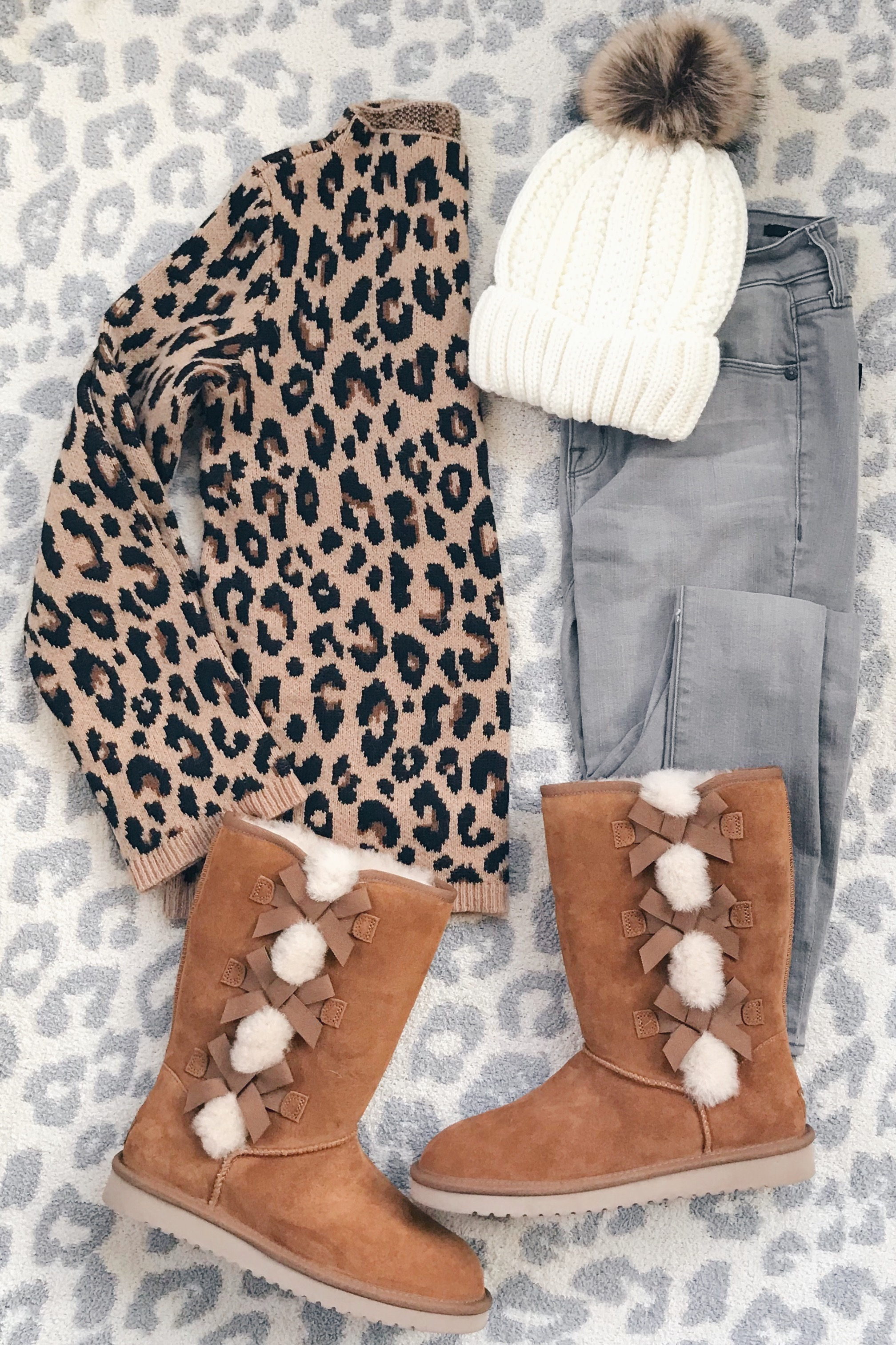  women's boots with bows and a leopard sweater outfit on pinteresting plans blog