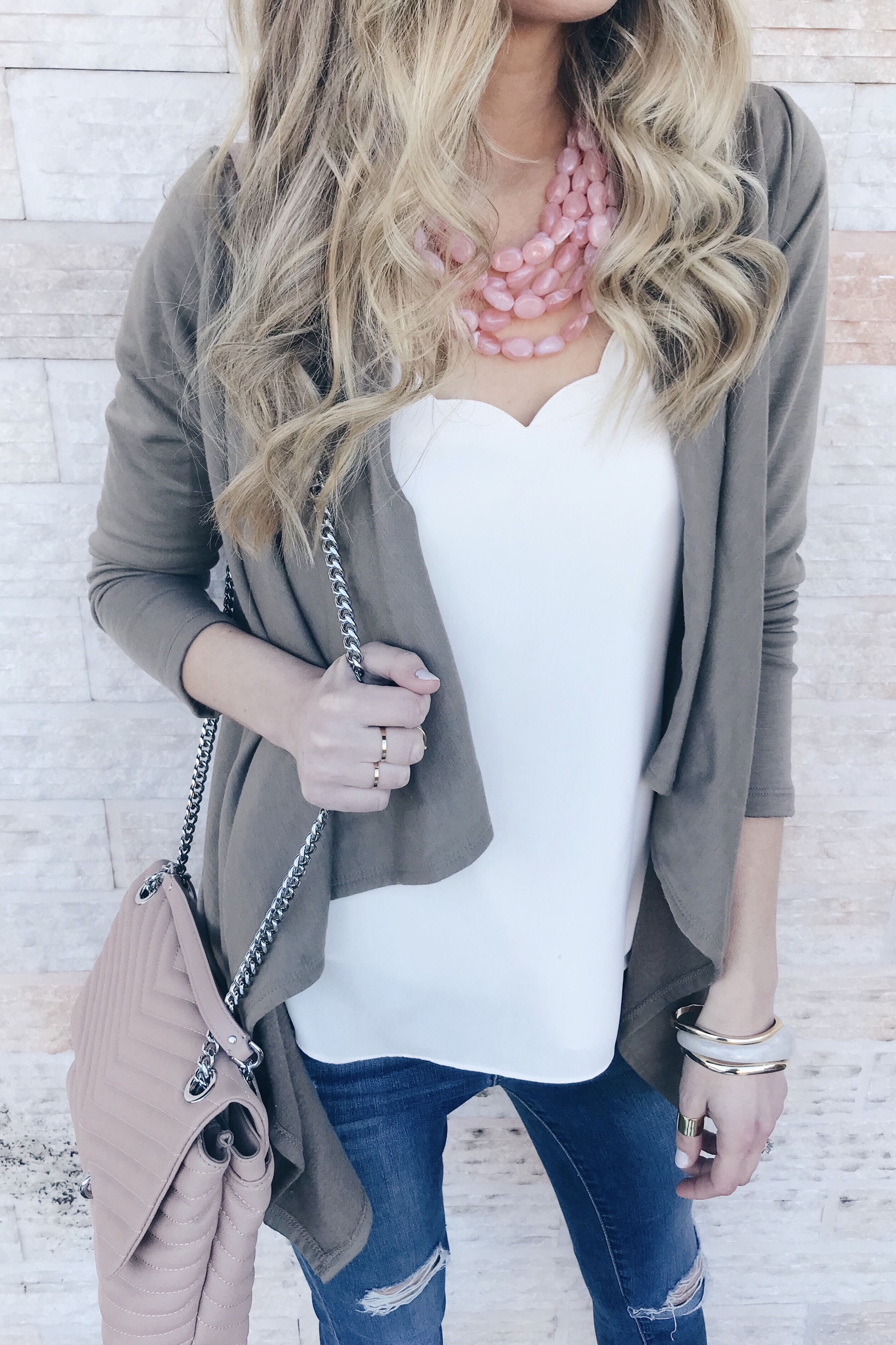 Pink-Inspired Outfits for Spring | pink statement necklace