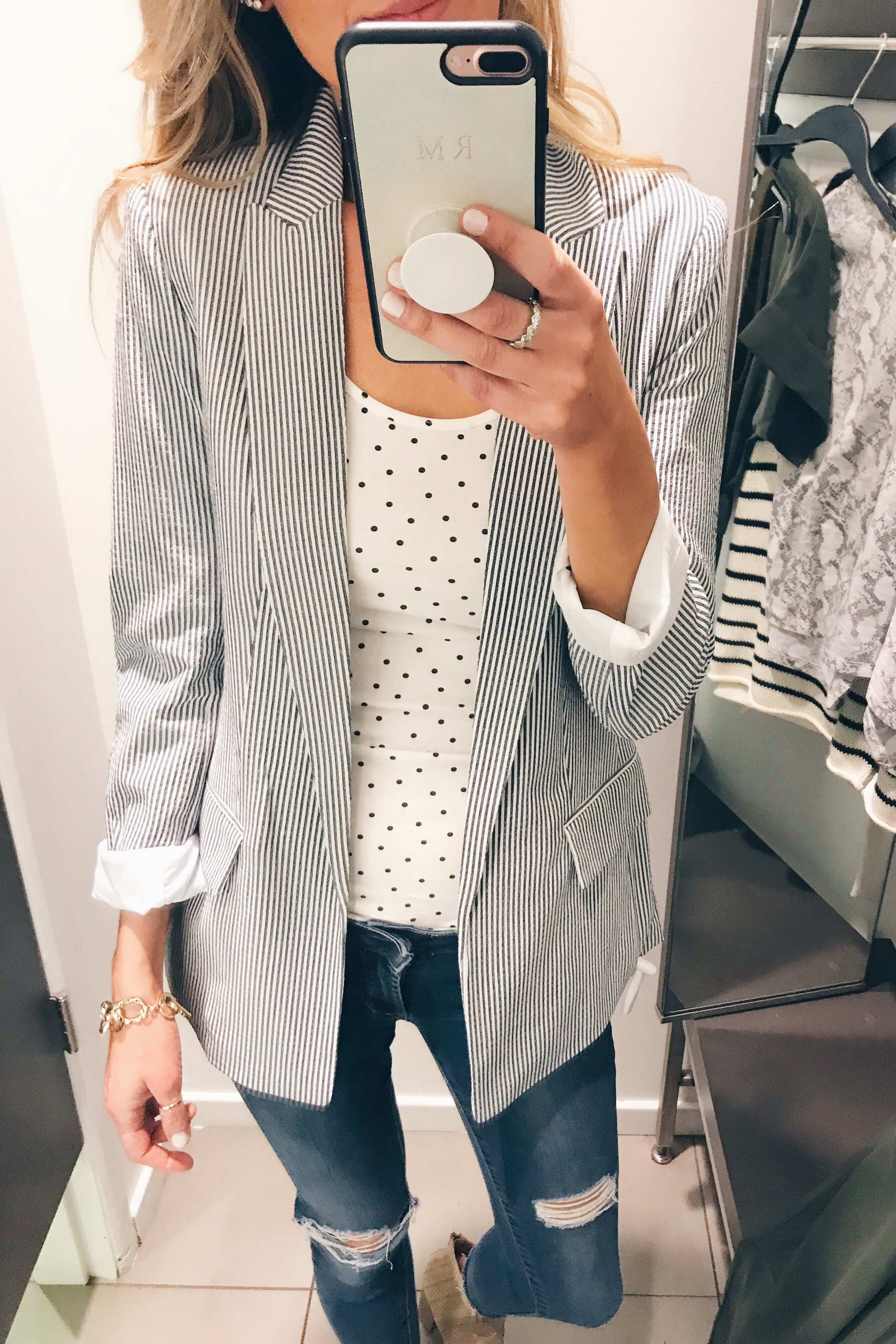 hm try on - striped blazer on Pinteresting Plans blog