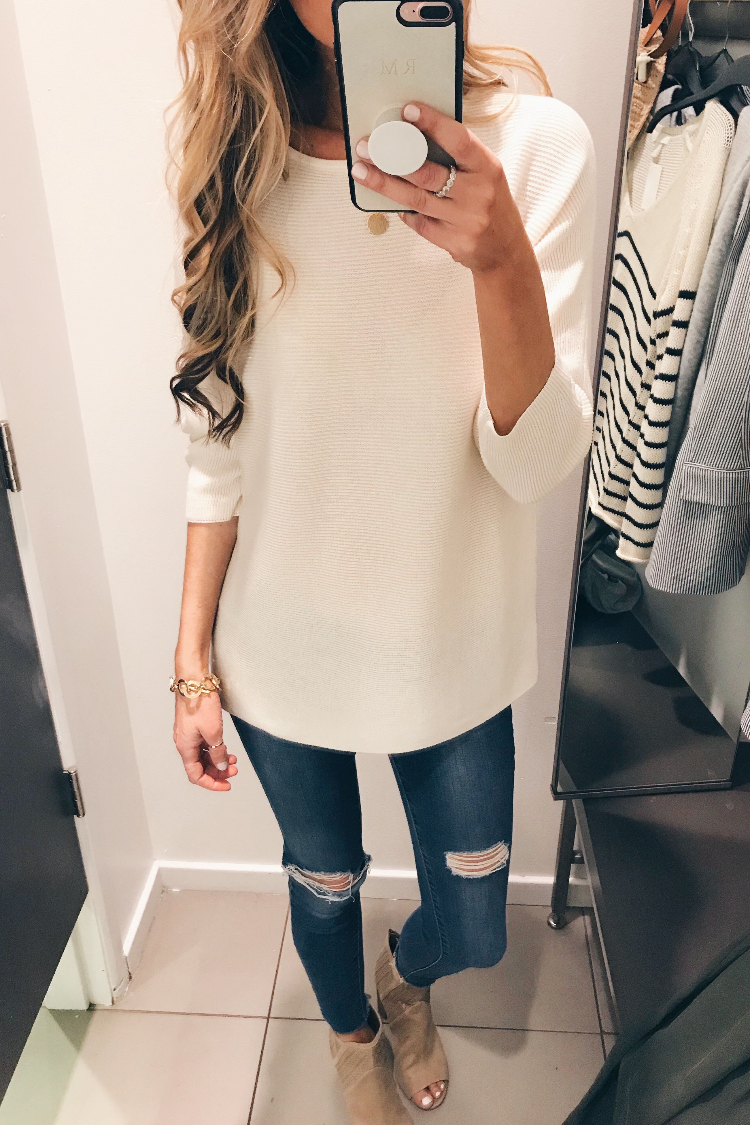 women's white knit tunic - hm try on - Pinteresting Plans blog