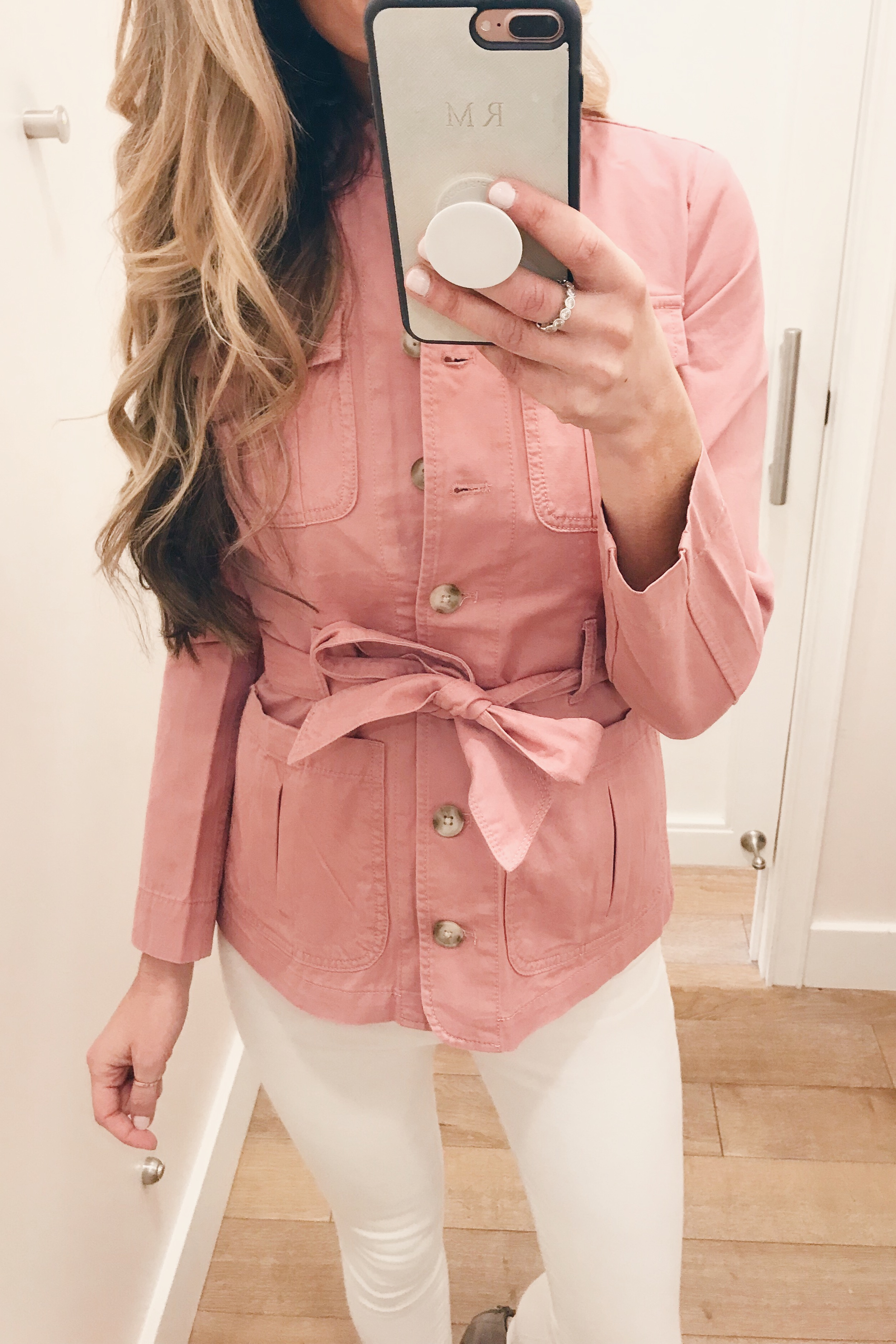 pink spring belted jacket on Pinteresting Plans fashion blog