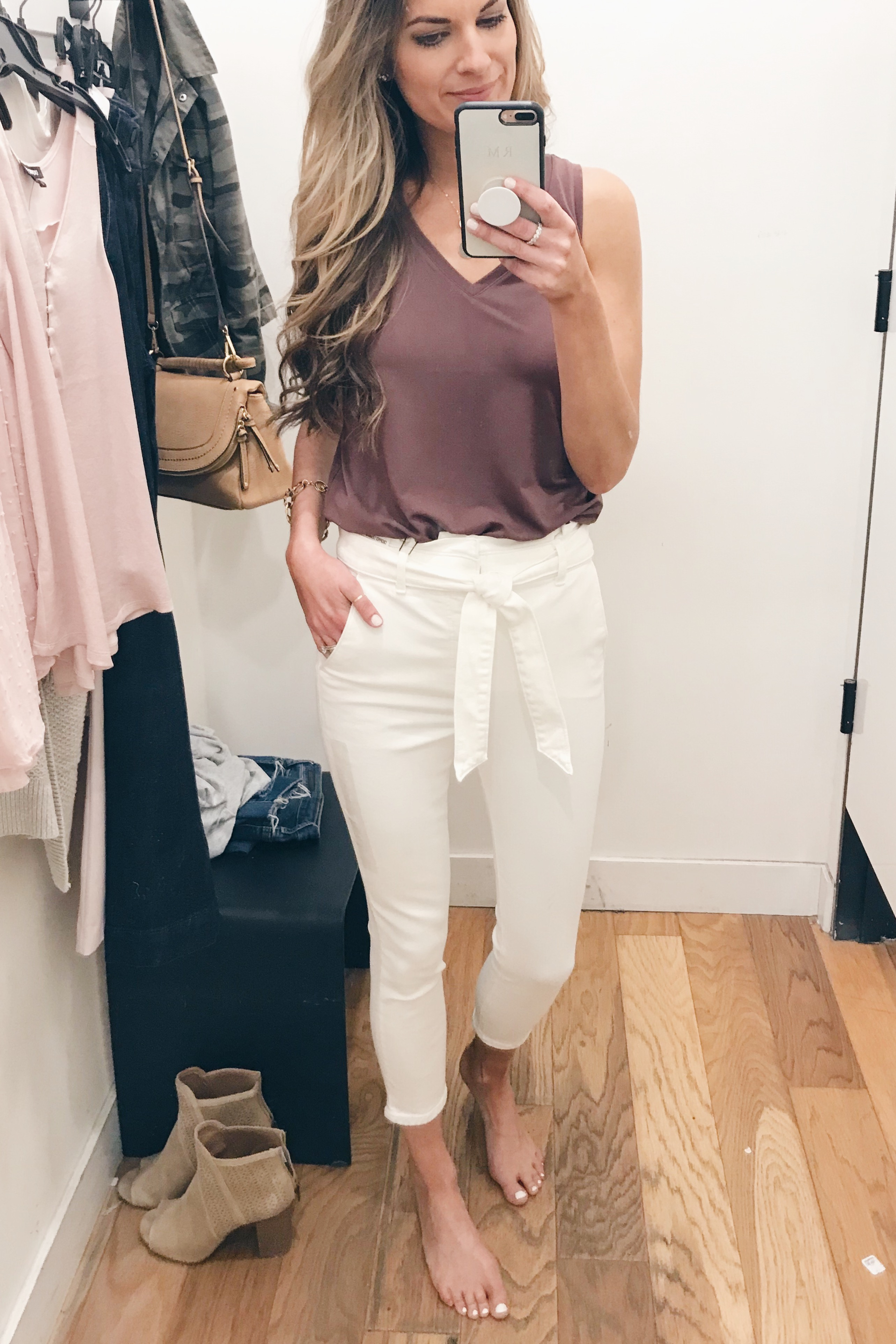 express sale try on march 2019 - belted white pants on Pinteresting Plans blog