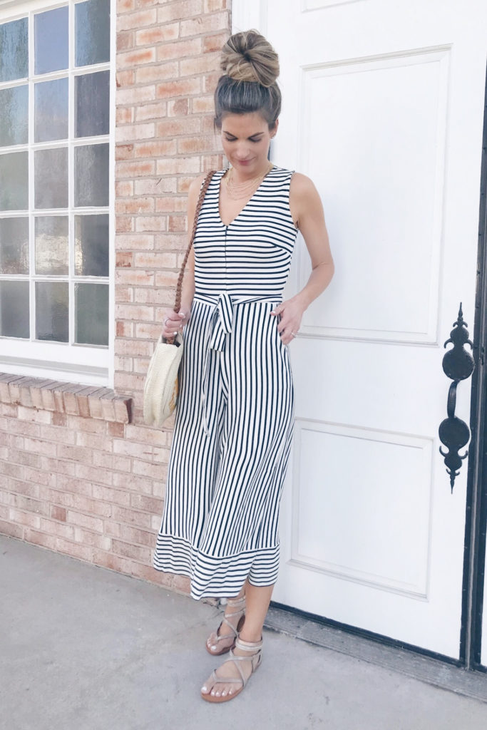 affordable spring dresses for easter 2019 - striped jumpsuit - mom friendly easter attire on pinteresting plans blog