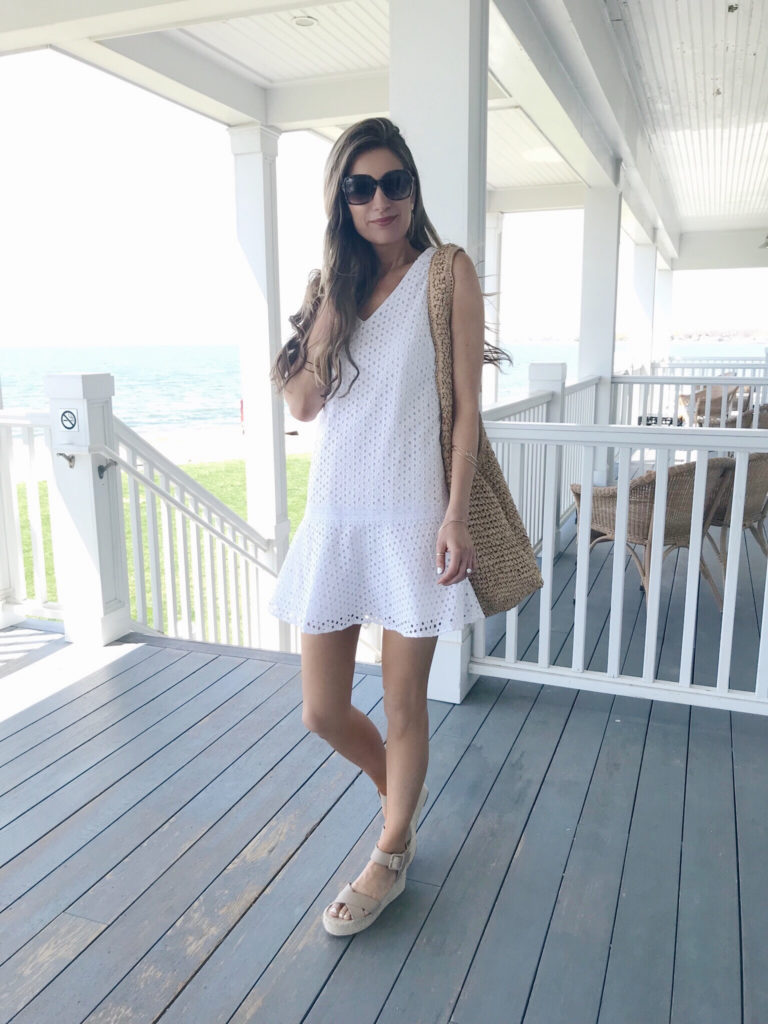 spring travel outfits 2019 - white eyelet sundress on pinteresting plans fashion blog