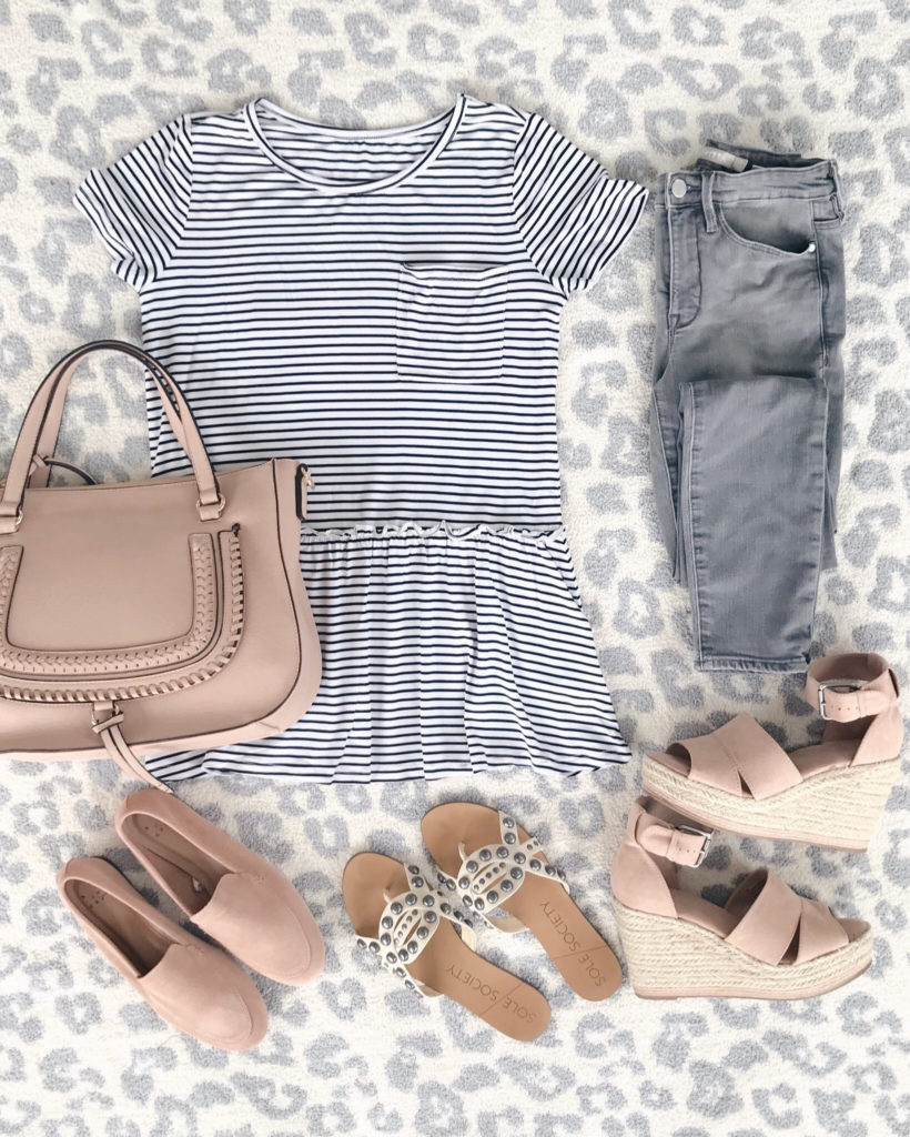 top spring outfits and easter weekend sales - striped peplum top - pinteresting plans blog