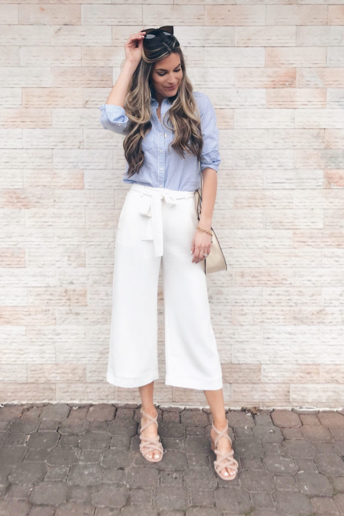 Styling Wide Legged White Pants for Work