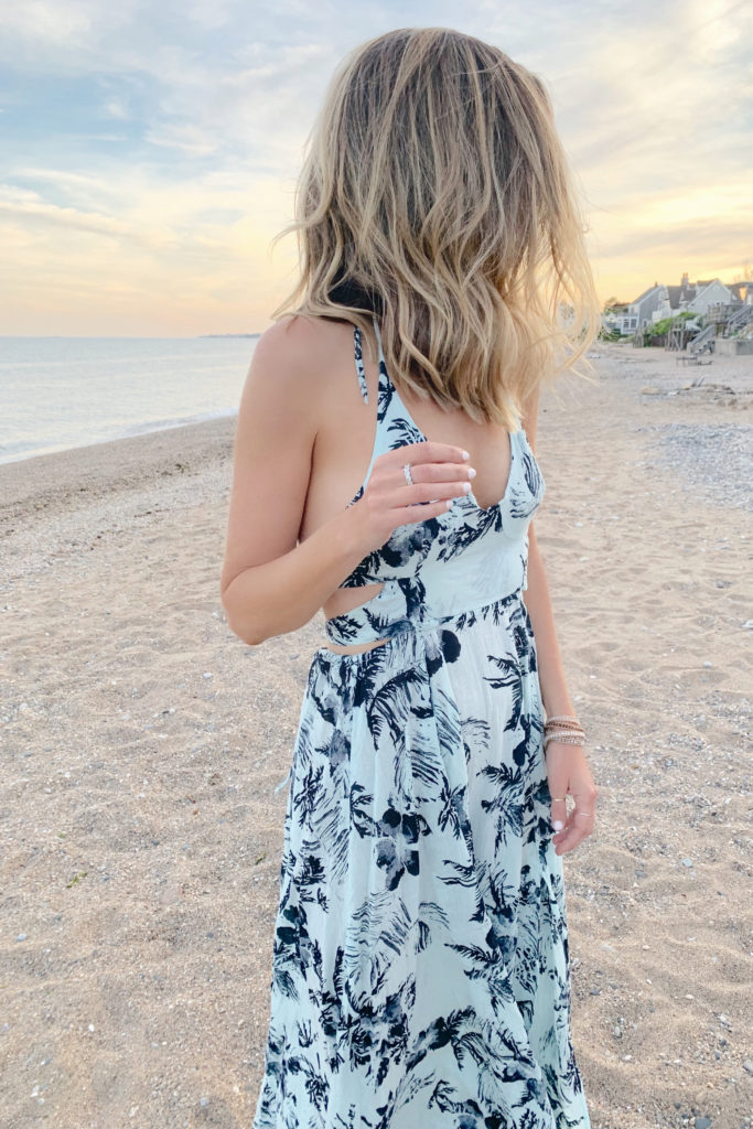 warm weather vacation outfit ideas - floral maxi dress on pinteresting plans connecticut fashion blog