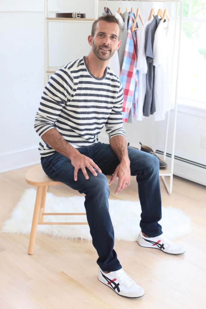 men's casual fall outfit - striped shirt and jeans - men's fall capsule wardrobe 2019 - pinteresting plans fashion blog