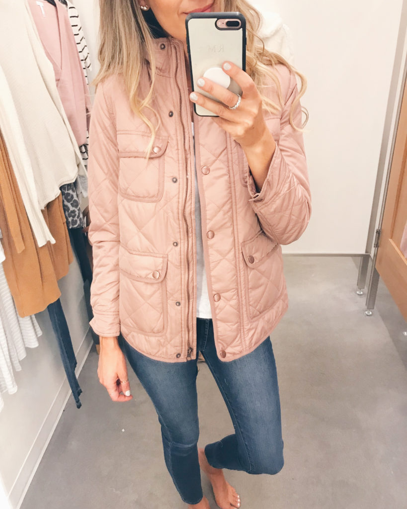 nordstrom anniversary sale 2019 try on - blush quilted women's jacket - pinteresting plans blog